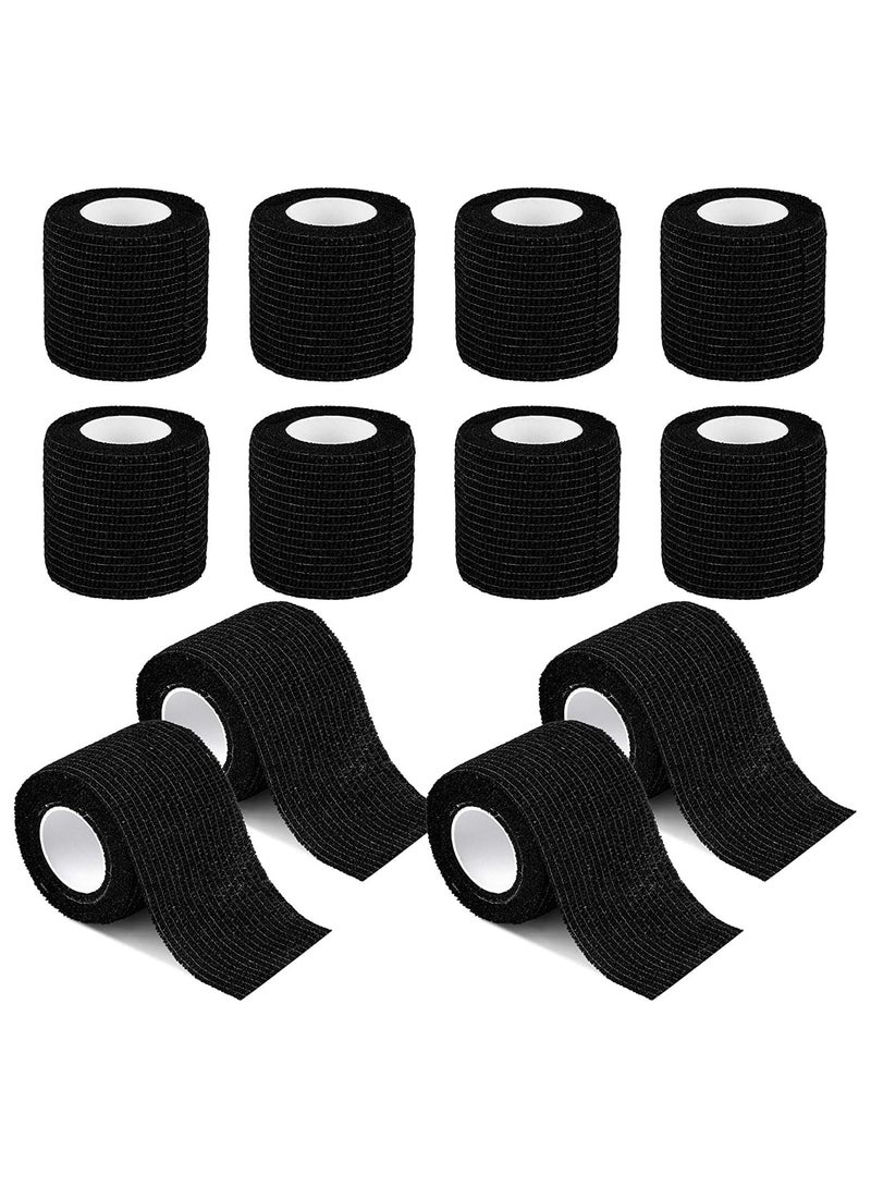 Generic 12Pcs Self Adhesive Bandage, Medical Cohesive Bandage, Self Adherent Vet Wrap, Sweat, Water Resistant, Athletic Tape for Sports, First Aid, Knee, Ankle and Wrist Sprains (2 inch x 5 Yards, Black) - Image 1