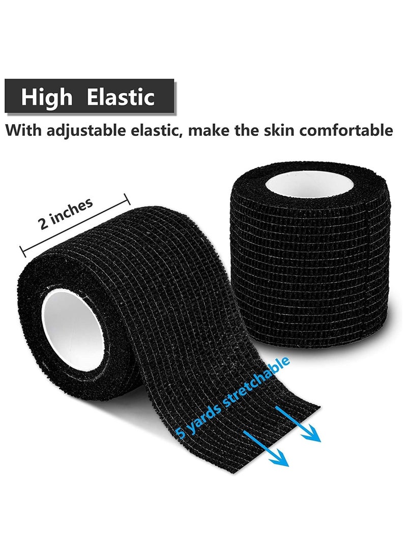 Generic 12Pcs Self Adhesive Bandage, Medical Cohesive Bandage, Self Adherent Vet Wrap, Sweat, Water Resistant, Athletic Tape for Sports, First Aid, Knee, Ankle and Wrist Sprains (2 inch x 5 Yards, Black) - Image 2