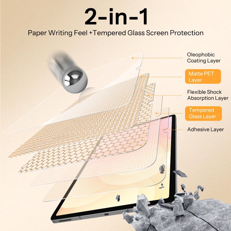 Sparin 2 Pack Paper Glass Screen Protector for Samsung Galaxy Tab S11/ S10 Lite/ S10 FE/ S9 FE/ S9, (11"& 10.9"),Matte Tempered Glass with Dust-Free Installation Tray, Paper-Sense, Anti-Glare, S Pencil Support - Image 5