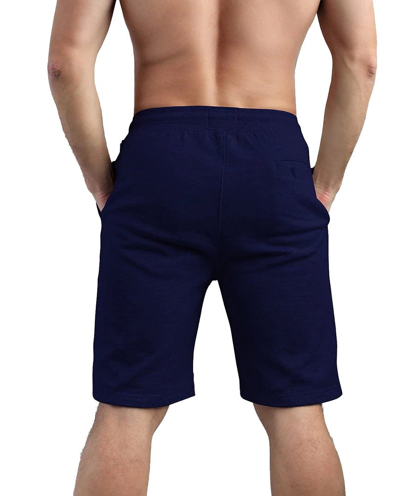 hotfits Men Blue Cotton Regular Shorts for All Season- Running, Gym, Workout, Yoga Shorts -Push Your self - XXL - Image 3