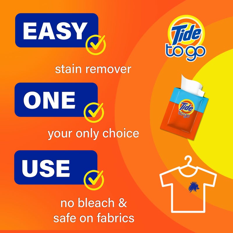 Tide Stain Remover for Clothes, Tide To Go Wipes, Instant Stain Remover for Clothes, Travel & Pocket Size, 20 Count - Image 4