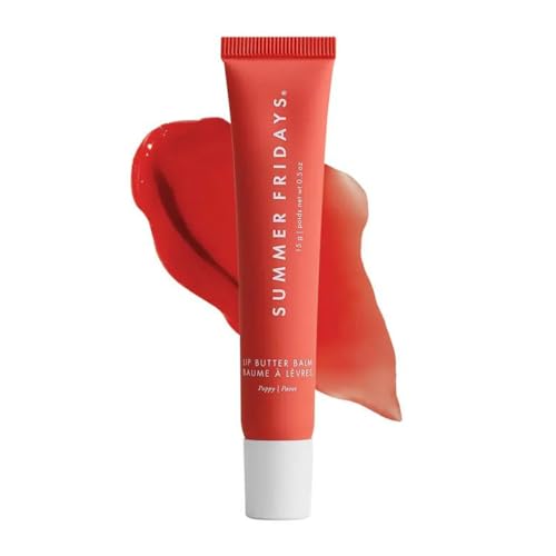 Summer Fridays Tinted Lip Butter Balm Conditioning Vegan Lip Balm for Instant Moisture Shine Hydration SheerTinted Soothing Skincare Poppy 5 Oz