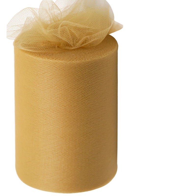 IONTACH Aztec Gold Tulle Fabric Rolls 6 Inch by 100 Yards (300 feet) Fabric Spool Tulle Ribbon for Christmas Gift Wrapping DIY Tutu Bow Baby Shower Birthday Party Wedding Decorations Craft Supplies - Image 1