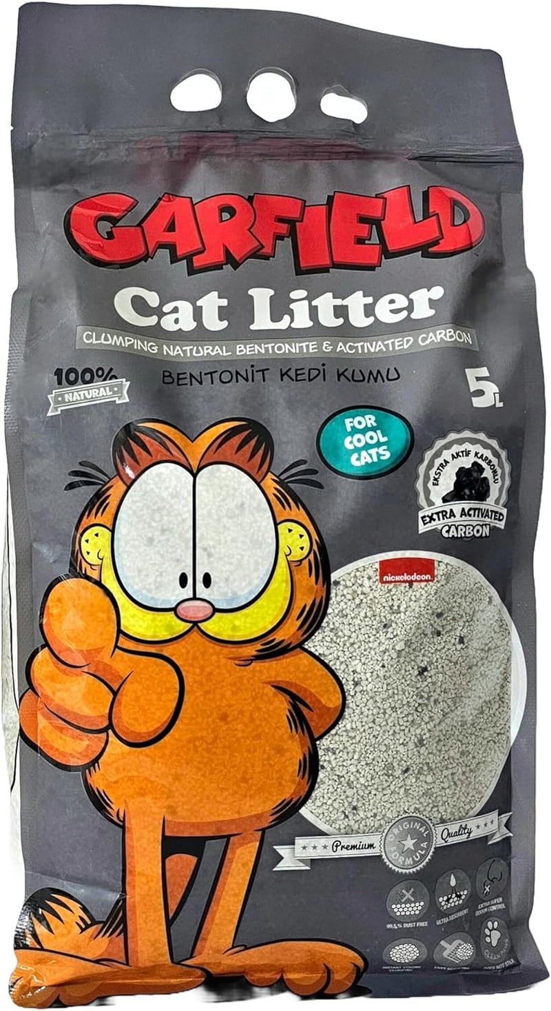 Garfield Natural Clumping Cat Litter - 100% High-Quality White Bentonite & Activated Carbon, 5L - Superior Odor Control, Low Dust, Easy Scoop - Image 2