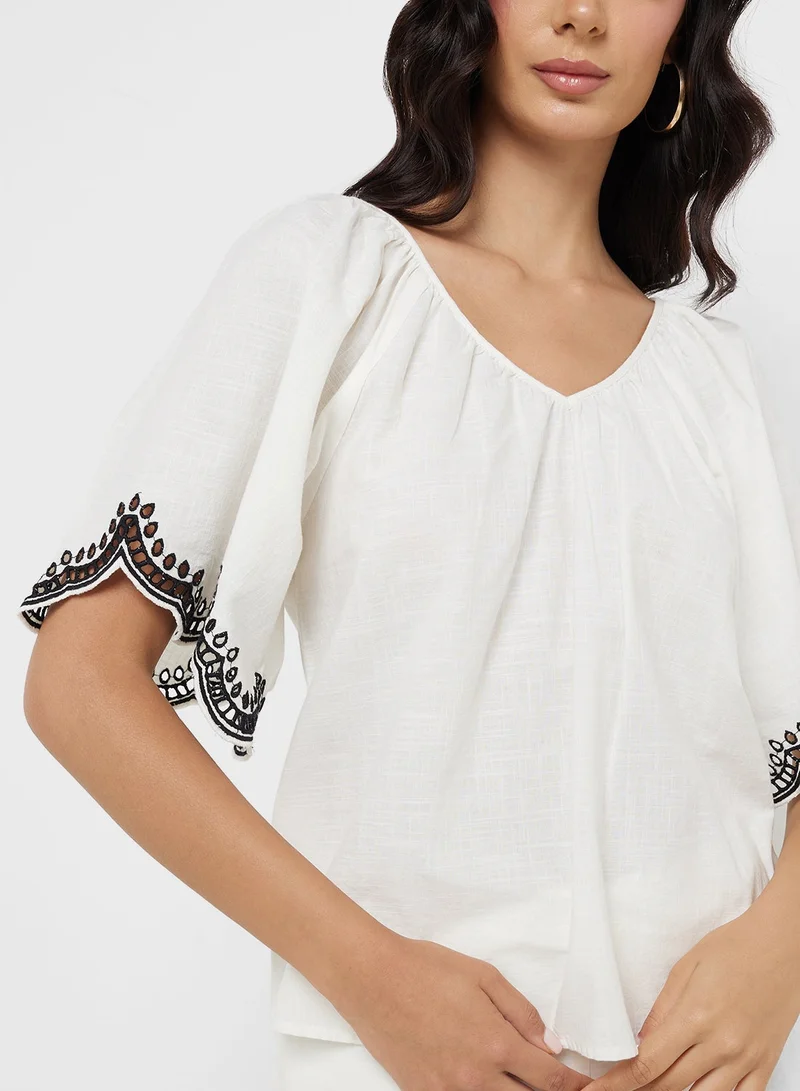 VERO MODA  V-Neck Drawstring Detailed Top for Women | Best Price UAE