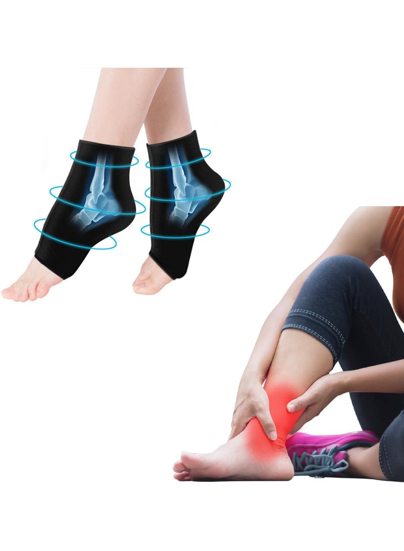 2PCS Ankle Ice Pack Wrap for Injuries, Reusable Ankle Foot Gel Ice Pack for Sprained Ankle, Cold Therapy Compression for Plantar Fasciitis Relief, Swelling, Achilles Tendonitis, Sore Feet & Heel (Black),L - Image 1