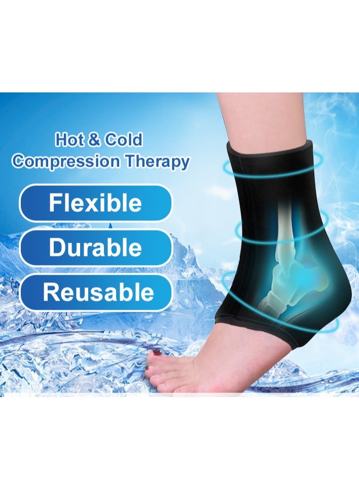 2PCS Ankle Ice Pack Wrap for Injuries, Reusable Ankle Foot Gel Ice Pack for Sprained Ankle, Cold Therapy Compression for Plantar Fasciitis Relief, Swelling, Achilles Tendonitis, Sore Feet & Heel (Black),L - Image 2