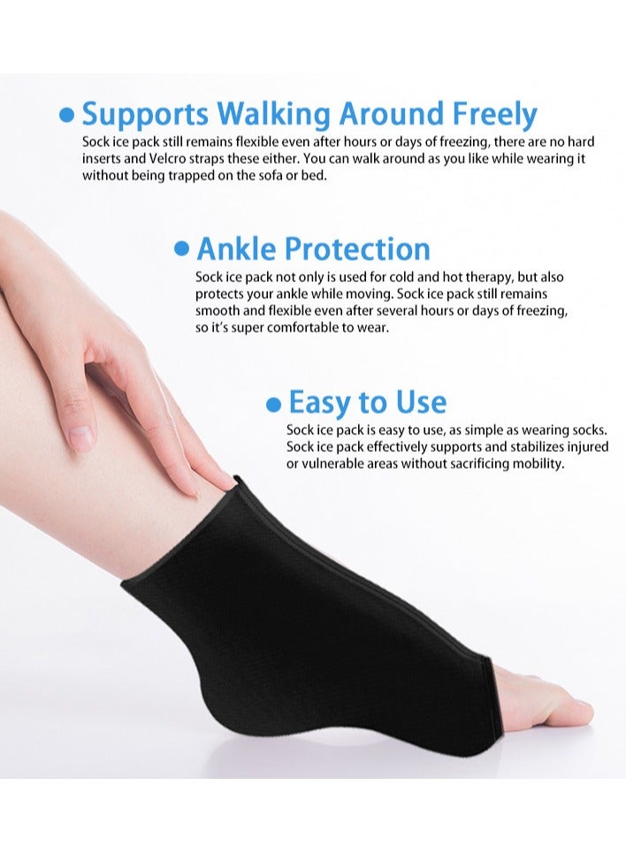 2PCS Ankle Ice Pack Wrap for Injuries, Reusable Ankle Foot Gel Ice Pack for Sprained Ankle, Cold Therapy Compression for Plantar Fasciitis Relief, Swelling, Achilles Tendonitis, Sore Feet & Heel (Black),L - Image 4