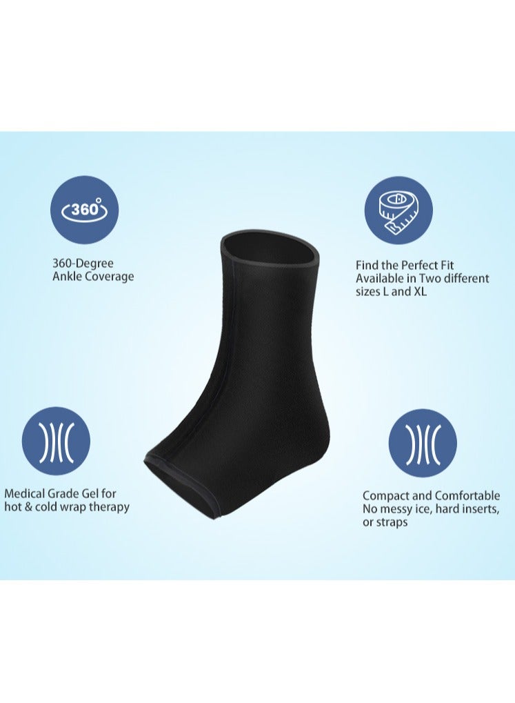 2PCS Ankle Ice Pack Wrap for Injuries, Reusable Ankle Foot Gel Ice Pack for Sprained Ankle, Cold Therapy Compression for Plantar Fasciitis Relief, Swelling, Achilles Tendonitis, Sore Feet & Heel (Black),L - Image 5