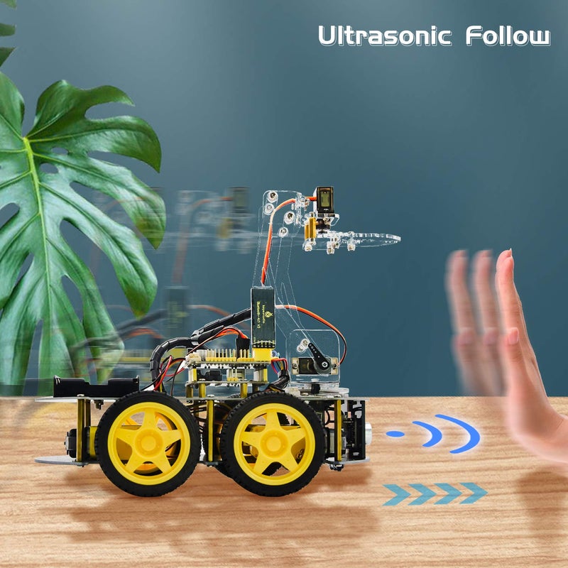Keyestudio 4WD Bluetooth Smart Car Robot Arm Building Starter Kit for Arduino ，for Uno R3 Programmable Robotics Coding Kit DIY Set for Student Adults 15+ - Image 3