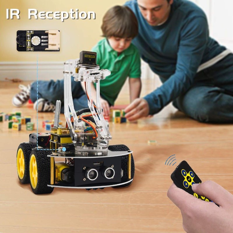 Keyestudio 4WD Bluetooth Smart Car Robot Arm Building Starter Kit for Arduino ，for Uno R3 Programmable Robotics Coding Kit DIY Set for Student Adults 15+ - Image 5