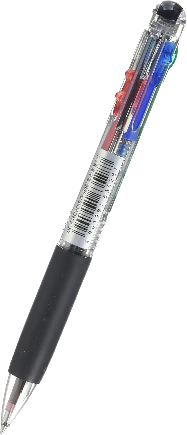 Tombow قلم حبر جاف تومبو 4 ألوان مراسل 4 أسود أحمر أزرق أخضر جسم شفاف BCFRC20 - Image 4