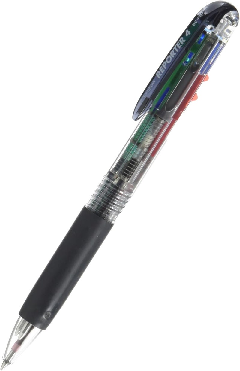 Tombow قلم حبر جاف تومبو 4 ألوان مراسل 4 أسود أحمر أزرق أخضر جسم شفاف BCFRC20 - Image 3