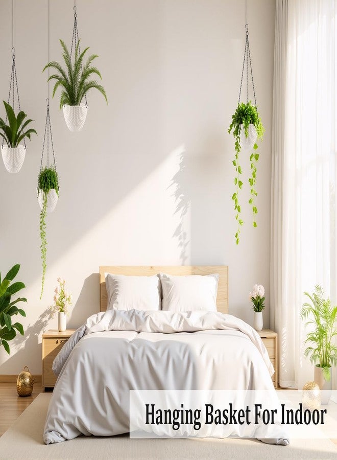RooTrimmer Hanging Planters for Indoor Outdoor Plants 8/10 Inch, 4 Packs Plant Hanger with Drainage Holes, Hanging Basket Flower Pot Perfect for Home, Office and Garden,White - Image 4