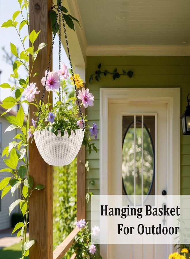 RooTrimmer Hanging Planters for Indoor Outdoor Plants 8/10 Inch, 4 Packs Plant Hanger with Drainage Holes, Hanging Basket Flower Pot Perfect for Home, Office and Garden,White - Image 5