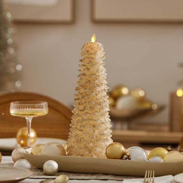 Luminara Christmas North Tree Flameless LED Candle White Swan 134 Battery Operated Moving Flame Real Wax Unscented Safe Timer Home Decor Convenient - Image 1