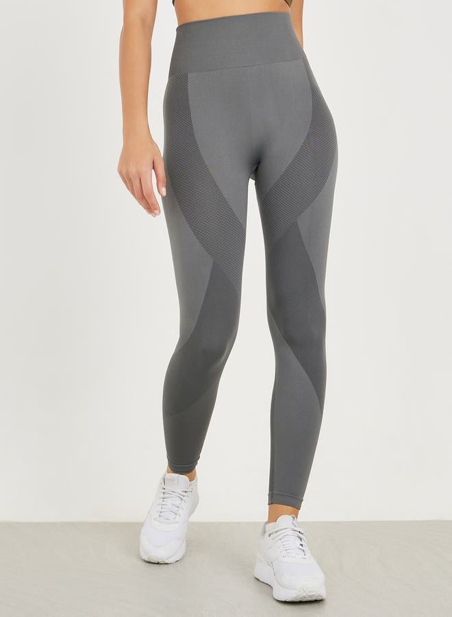 Styli Seamless Broad Waist Tonal Textured Leggings  - Image 1