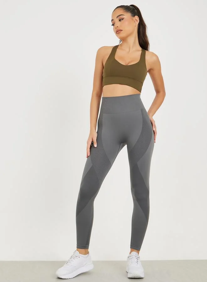Styli Active Seamless Broad Waist Tonal Textured Leggings