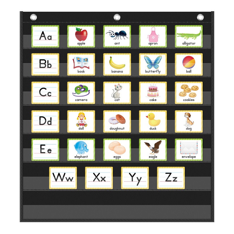Eamay Standard Pocket Charts, Black Pocket Chart for Classroom,Teacher Supplies(28W*28L) - Image 1