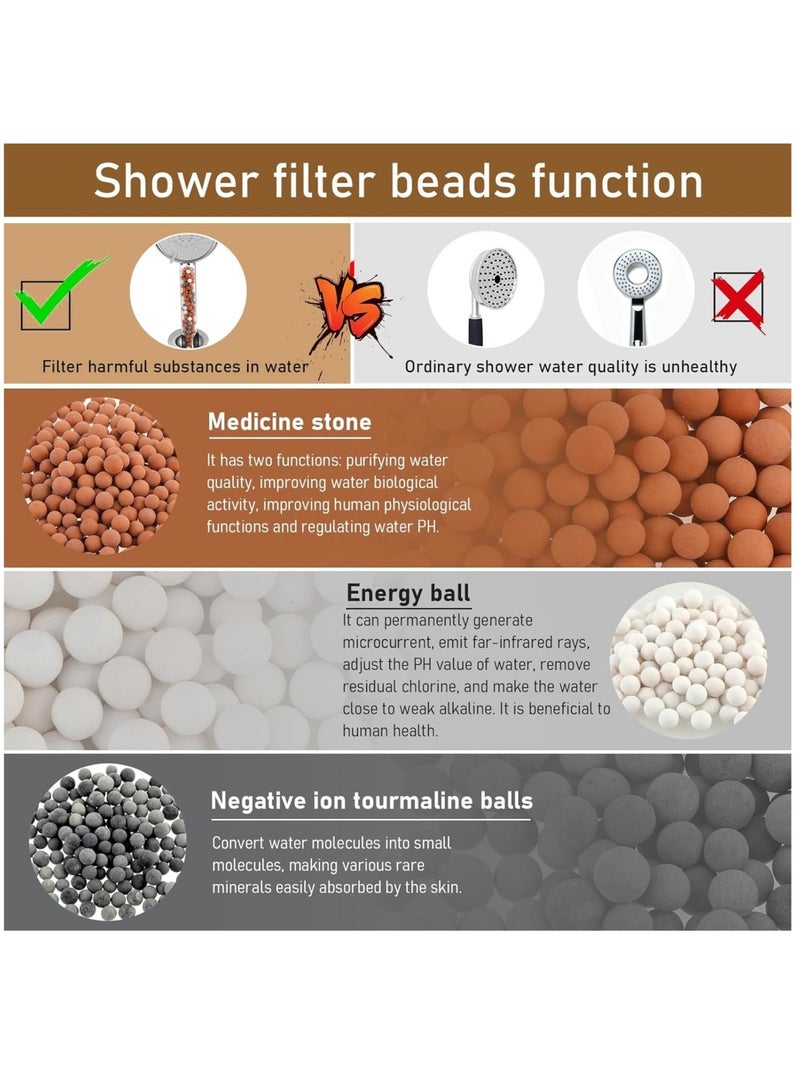 Captaintech Showerhead Mineral Beads, Filtration Shower Head Replacement Filter Ball Refills, Filter Purifying Water Beads, Diameter 5mm and 7mm, White, Blue, Black, Brown 4 Colors (500g) - Image 4