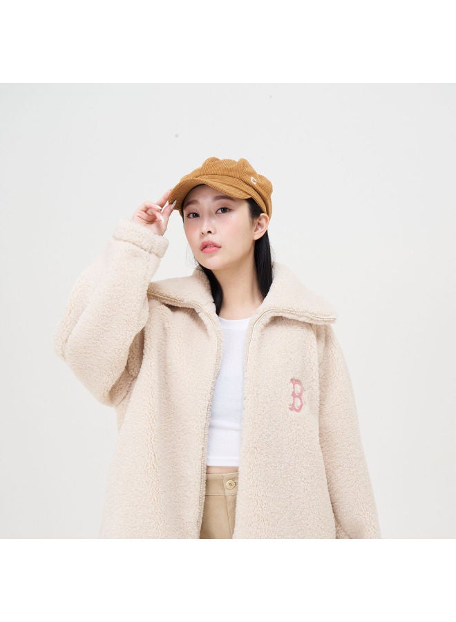 MLB Women'S Long Faux Shearling Coat Embroidered Logo Fashion Versatile Winter Fdb01 - Image 5