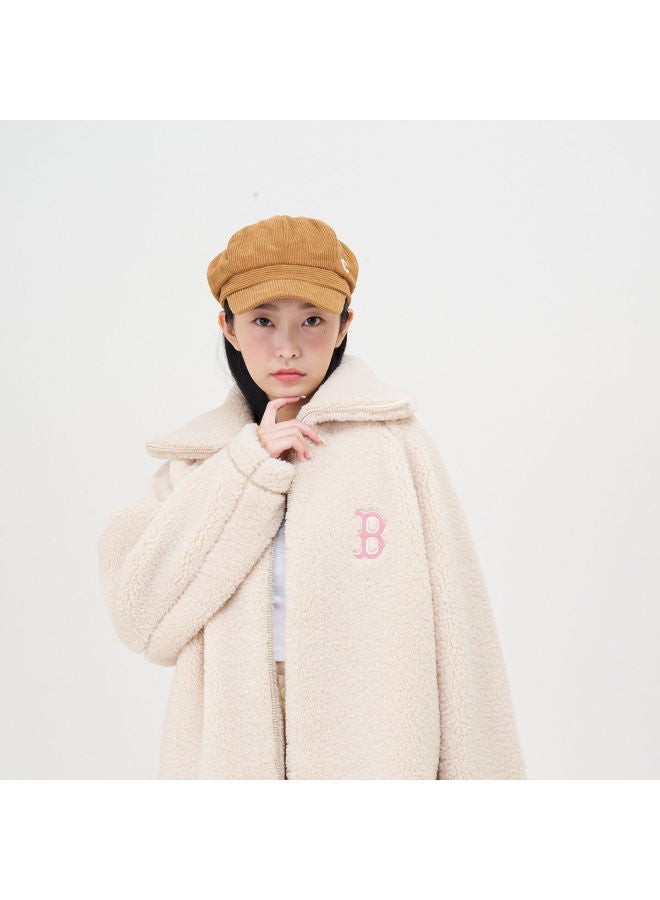 MLB Women'S Long Faux Shearling Coat Embroidered Logo Fashion Versatile Winter Fdb01 - Image 4