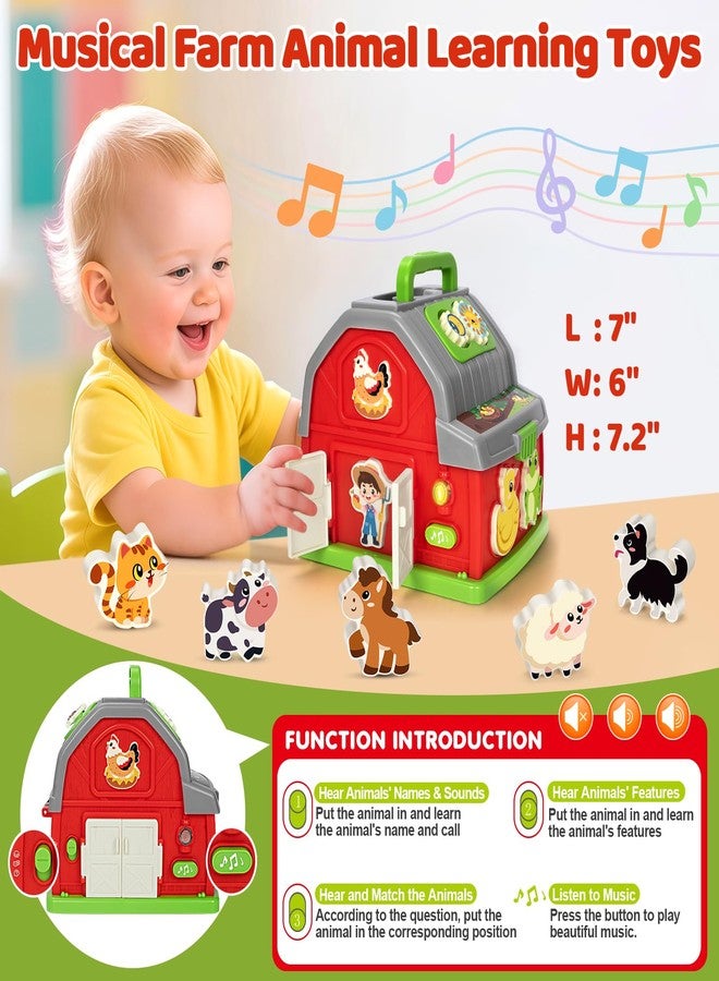 Aigybobo Montessori Toddler Toys for 1 2 3 Year Old Gifts, Musical Farm Animal Barn Toy for Boys Girls, Shape Sorting Fine Motor Learning Toy for Toddlers 1-2 2-3, Christmas Birthday Gift for Baby 12-18 Months - Image 5