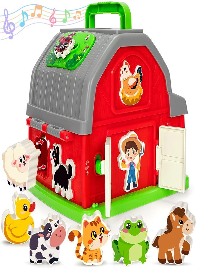 Aigybobo Montessori Toddler Toys for 1 2 3 Year Old Gifts, Musical Farm Animal Barn Toy for Boys Girls, Shape Sorting Fine Motor Learning Toy for Toddlers 1-2 2-3, Christmas Birthday Gift for Baby 12-18 Months - Image 1