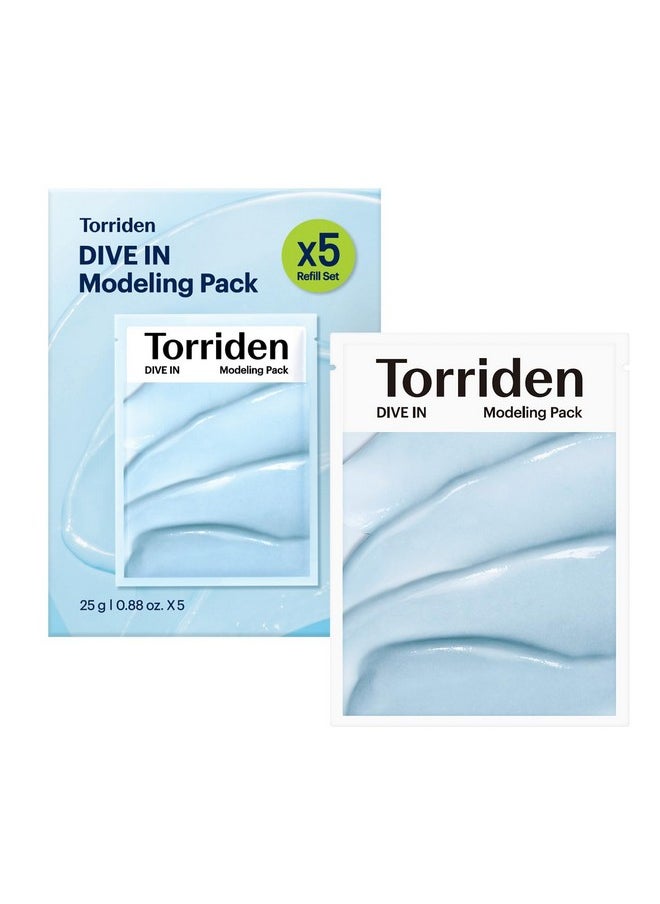 Torriden - Torriden DIVE IN Modeling Pack (pack of 5) | Intensive Hydration and Cooling | 5D Hyaluronic Acid Complex, Glucose & Algin, Kaolin - Image 1