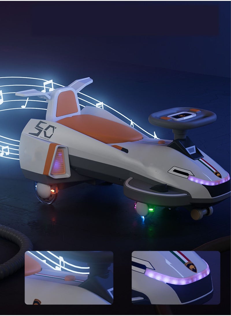 Generic - Children's Electric Swing Car Aircraft Shape with Music Light Tail Spray Effect - Image 1