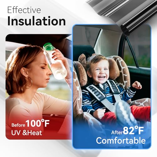 Vepagoo Car Window Tint Film 20% VLT- 20" in 20'Ft Ceramic Privacy Window Tint, Blocks UV/IR Rays, Heat & Glare - Scratch Resistance Car Window Film Roll - Image 3
