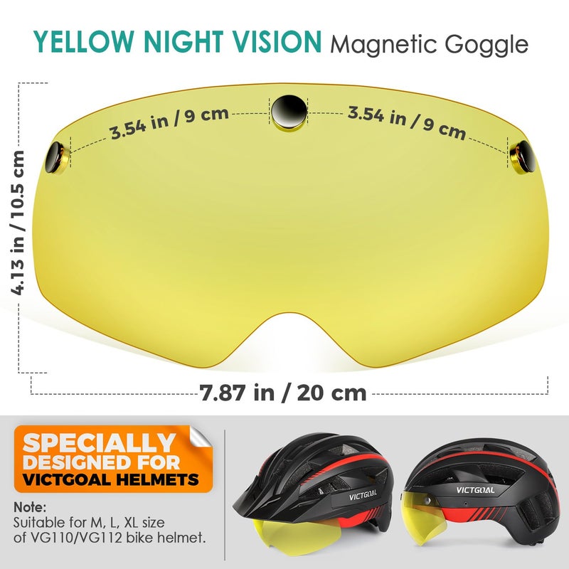 VICTGOAL Detachable Magnetic Bike Helmet Goggles Visor Especially Deisgned for VG110/VG112 Bicycle Helmet (Yellow) - Image 4