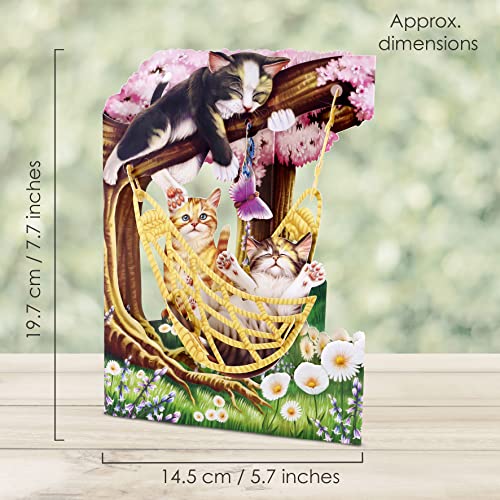 SANTORO Swing Card, 3D Pop Up Greeting Card - Cats In A Hammock - Birthday Card For Her, Girls, Mum, Dad, Daughter, Son, Cat Lovers - Image 5