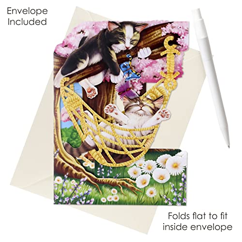 SANTORO Swing Card, 3D Pop Up Greeting Card - Cats In A Hammock - Birthday Card For Her, Girls, Mum, Dad, Daughter, Son, Cat Lovers - Image 2