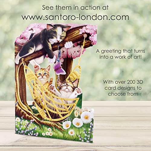 SANTORO Swing Card, 3D Pop Up Greeting Card - Cats In A Hammock - Birthday Card For Her, Girls, Mum, Dad, Daughter, Son, Cat Lovers - Image 4