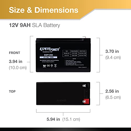 ExpertPower EXP1290 12 Volt 9 Amp Rechargeable battery - Image 2