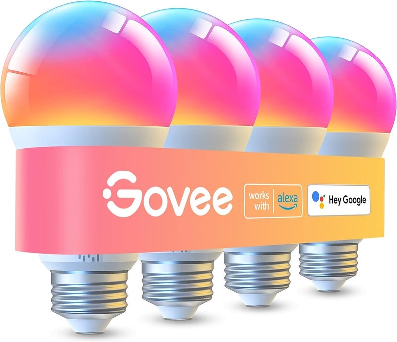 Govee LED Smart Light Bulbs, 1000LM Color Changing Light Bulb, Wi-Fi & Bluetooth Light Bulbs, Work with Alexa and Google Assistant, Dimmable RGBWW A19 75W Equivalent Smart Bulbs, 4 Pack - Image 1