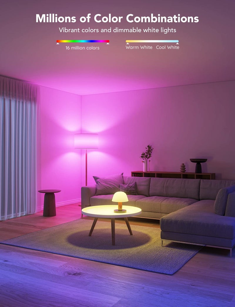 Govee LED Smart Light Bulbs, 1000LM Color Changing Light Bulb, Wi-Fi & Bluetooth Light Bulbs, Work with Alexa and Google Assistant, Dimmable RGBWW A19 75W Equivalent Smart Bulbs, 4 Pack - Image 3