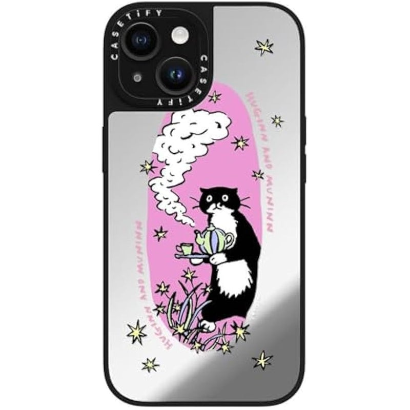 Casetify Mirror iPhone 15 Case 【Reflective / 4.9ft Drop Protection/Compatible with Magsafe】 - Tea time - Silver on Black - Image 5