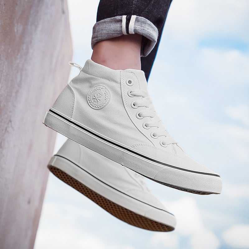 Men's High-top Lace-up Sneakers, Fashion Street Casual Sports Shoes, Lightweight Non-slip Wear-resistant Athletic Footwear for Daily Outdoor Walking - Image 4