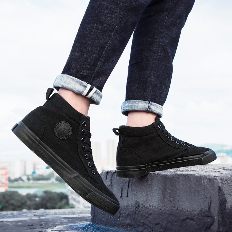 Men's High-top Lace-up Sneakers, Fashion Street Casual Sports Shoes, Lightweight Non-slip Wear-resistant Athletic Footwear for Daily Outdoor Walking - Image 1