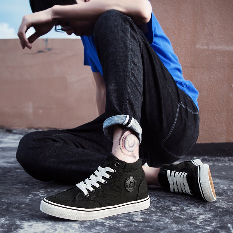 Men's High-top Lace-up Sneakers, Fashion Street Casual Sports Shoes, Lightweight Non-slip Wear-resistant Athletic Footwear for Daily Outdoor Walking - Image 3