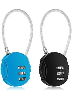 KASTWAVE 2 Pack Combination Lock 3 Digit Outdoor Safety Waterproof Padlock for School Gym Locker, Sports Locker, Fence, Toolbox, Gate, Case, Hasp Storage, Easy to Set Your Own Combo (Black & Blue)