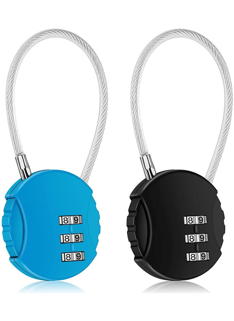 SYOSI - KASTWAVE 2 Pack Combination Lock 3 Digit Outdoor Safety Waterproof Padlock for School Gym Locker, Sports Locker, Fence, Toolbox, Gate, Case, Hasp Storage, Easy to Set Your Own Combo (Black & Blue) - Image 1