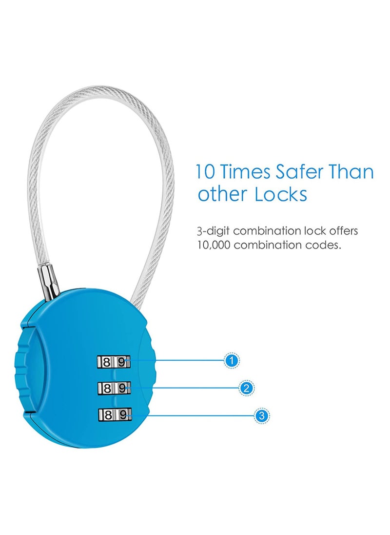 SYOSI - KASTWAVE 2 Pack Combination Lock 3 Digit Outdoor Safety Waterproof Padlock for School Gym Locker, Sports Locker, Fence, Toolbox, Gate, Case, Hasp Storage, Easy to Set Your Own Combo (Black & Blue) - Image 1