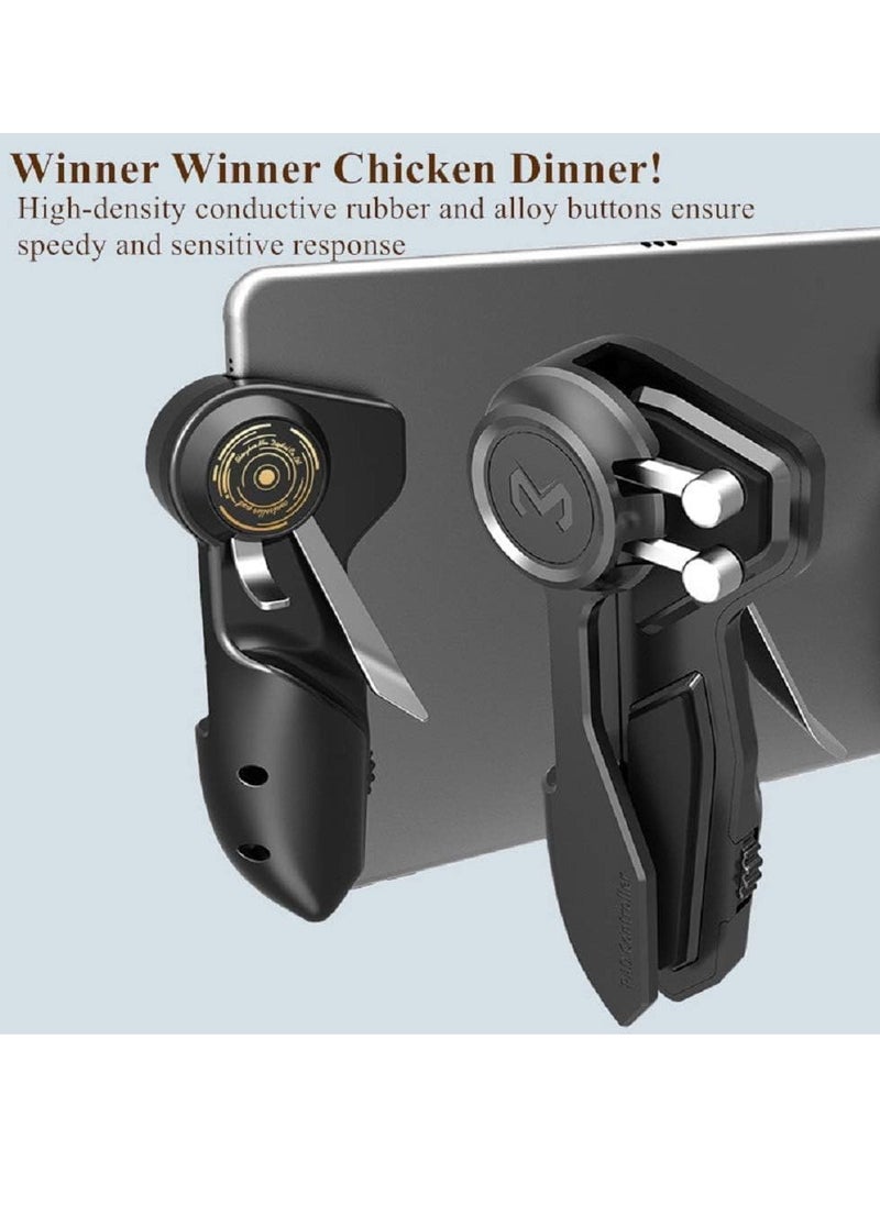 JAJEEK PUBG Controller for Tablet – 4 Triggers, 6 Finger Operation, Sensitive Shoot & Aim Trigger Gamepad Grip, Compatible with 10-12.9 inch iPad & Tablets (Thickness < 10mm), Black, Enhanced Gaming Experience for PUBG, Fortnite, and Other Mobile Games  - Image 3