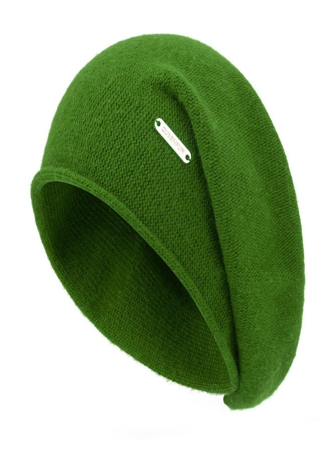 QUEENFUR Knit Slouchy Beanie Hats for Women Cashmere Ski Cap Knitted Wool Soft Warm Winter Hat (A17-Green), A17-green, One size - Image 1