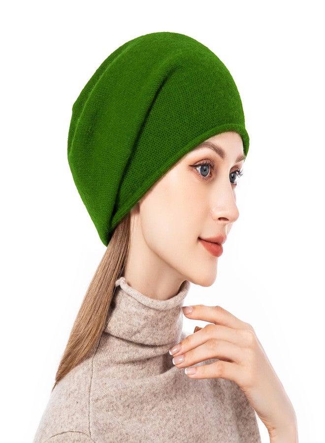 QUEENFUR Knit Slouchy Beanie Hats for Women Cashmere Ski Cap Knitted Wool Soft Warm Winter Hat (A17-Green), A17-green, One size - Image 3