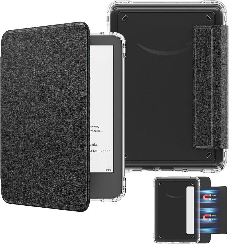 MoKo Detachable Magnetic Case for All-New Kindle (11th Generation-2024/2022 Release) 6 Inch,Ultra Clear Back Scratch-Proof Light & Shell Cover with Auto Wake/Sleep, Denim Black - Image 1