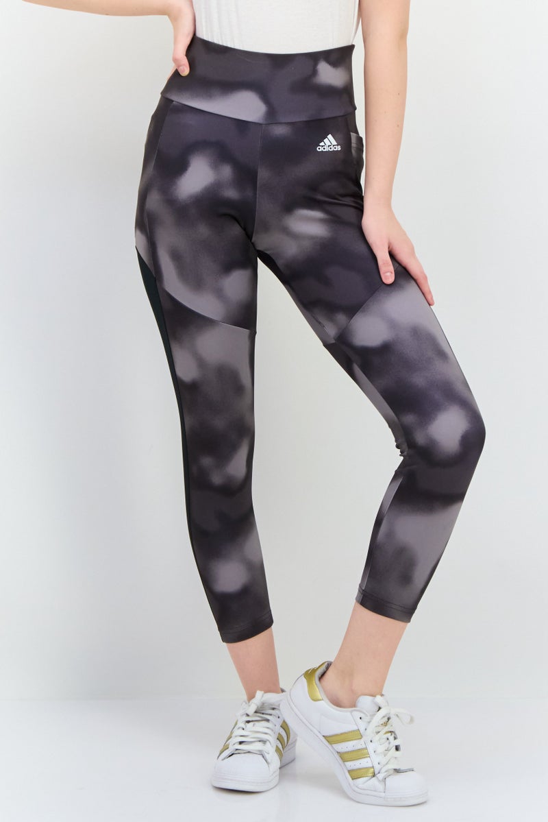 Adidas سراويل تدريب رياضية للنساء، سحب على الجسم، رمادي داكن - Image 1